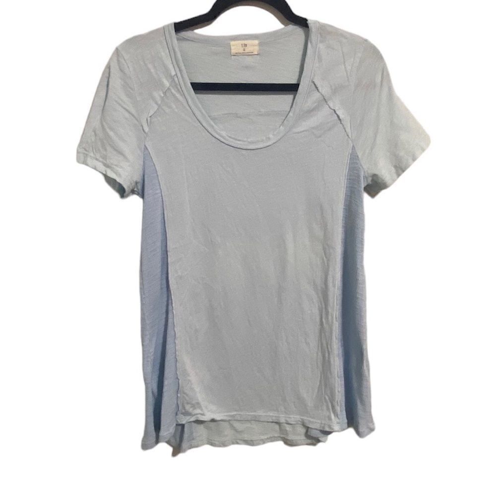Anthropologie T.La Light Blue Ribbed Knit Side Tee